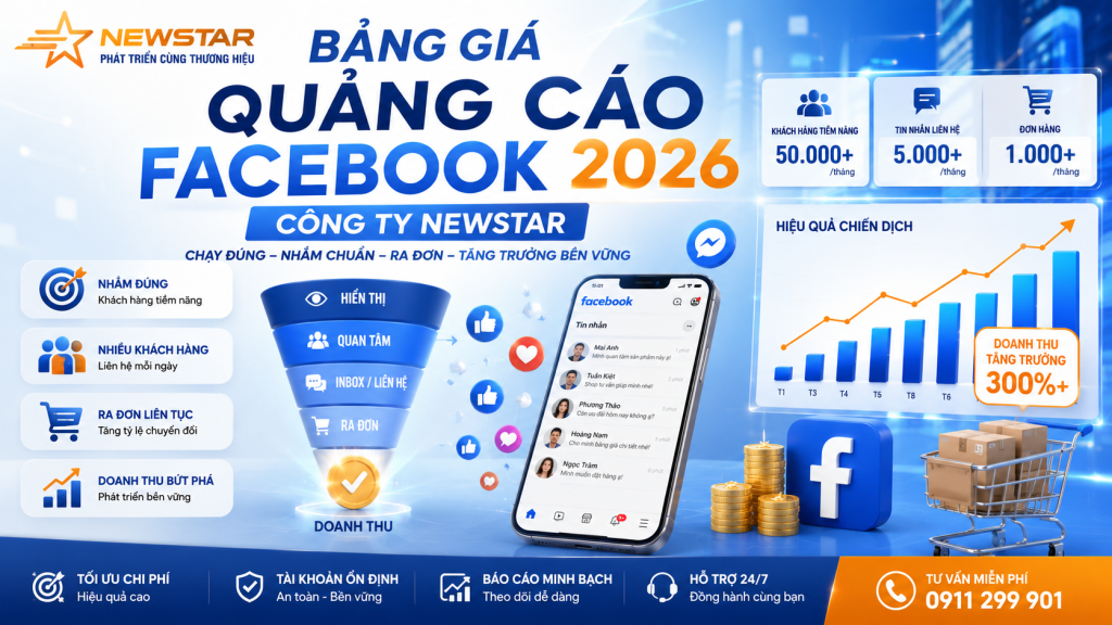 Bảng giá quảng cáo Facebook 2026 - Công ty NEWSTAR