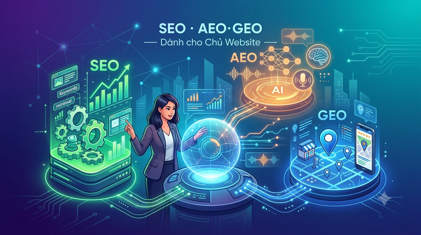 SEO · AEO · GEO — Dành cho Chủ Website