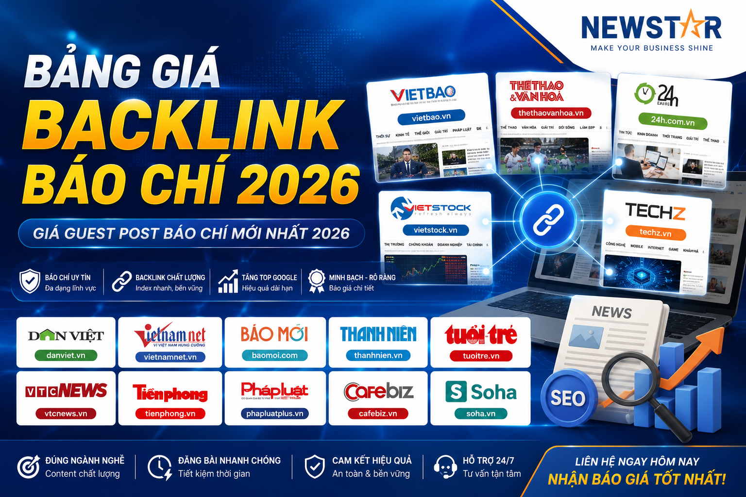 Bảng giá backlink báo chí 2026