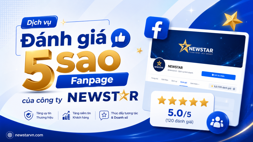 Dịch vụ Đánh giá 5sao Fanpage của công ty NEWSTAR